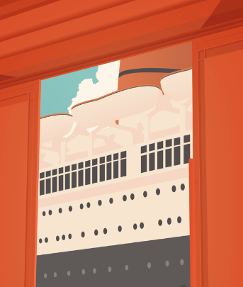 Le grand départ | Affiche Cherbourg | Salle des bagages - Cité de la Mer