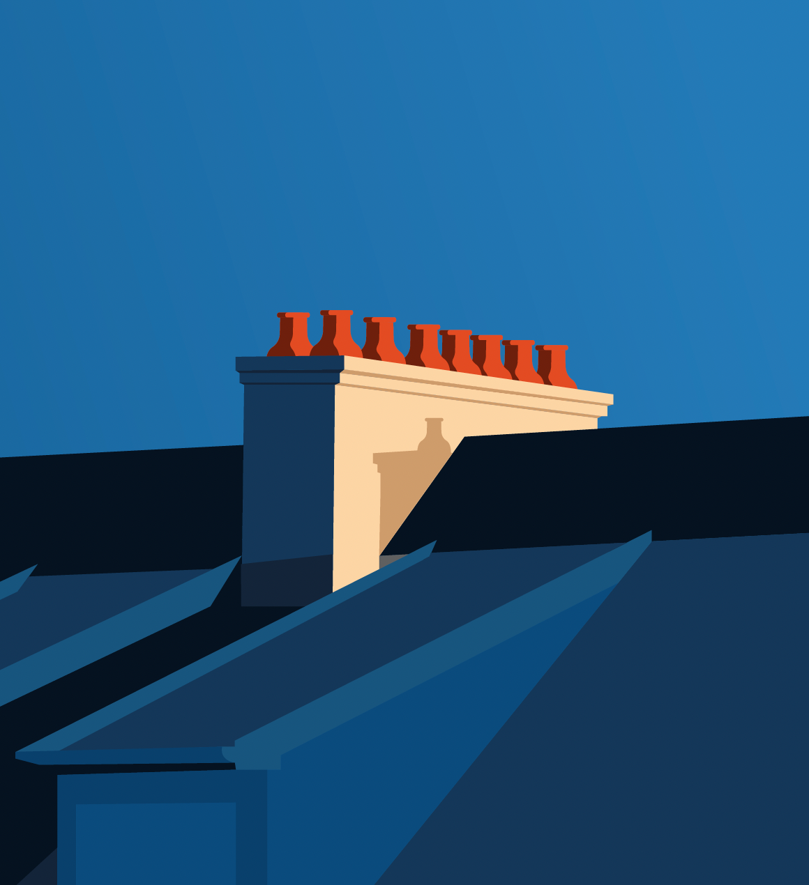 Rue Gambetta | Affiche Cherbourg | Toits de Cherbourg - 30 ex - Panoramique